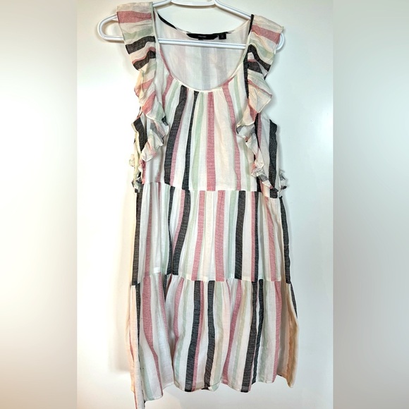 Vero Moda Striped Sleeveless Ruffle Dress Medium - Picture 1 of 4